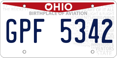 OH license plate GPF5342