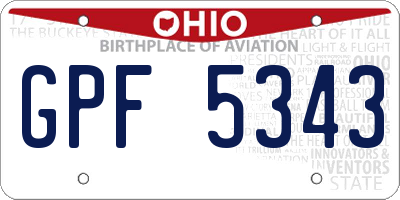 OH license plate GPF5343