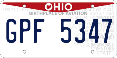 OH license plate GPF5347