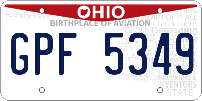 OH license plate GPF5349