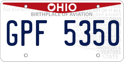 OH license plate GPF5350