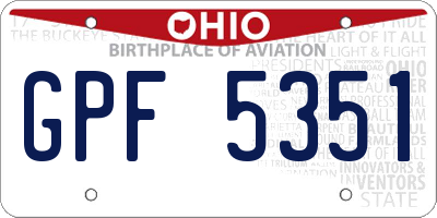 OH license plate GPF5351