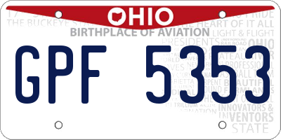 OH license plate GPF5353
