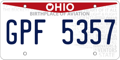 OH license plate GPF5357