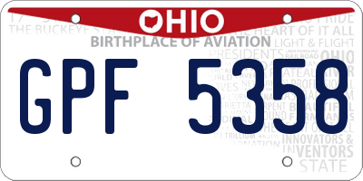 OH license plate GPF5358
