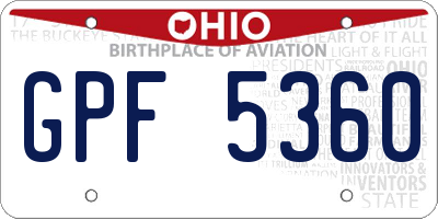 OH license plate GPF5360