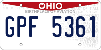 OH license plate GPF5361