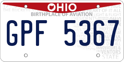 OH license plate GPF5367