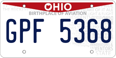 OH license plate GPF5368