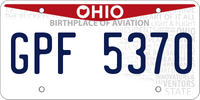 OH license plate GPF5370