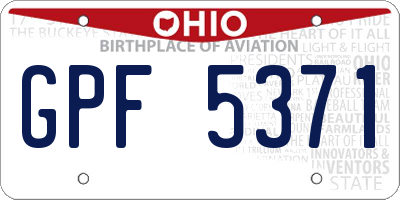 OH license plate GPF5371