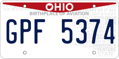 OH license plate GPF5374