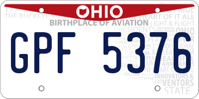 OH license plate GPF5376