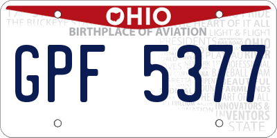 OH license plate GPF5377