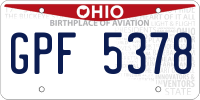 OH license plate GPF5378