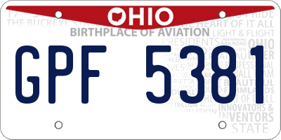 OH license plate GPF5381
