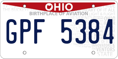 OH license plate GPF5384