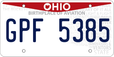 OH license plate GPF5385