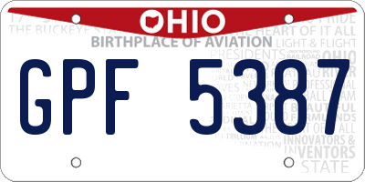 OH license plate GPF5387