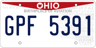OH license plate GPF5391