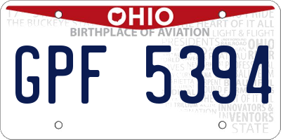 OH license plate GPF5394
