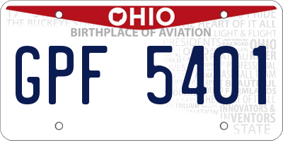 OH license plate GPF5401