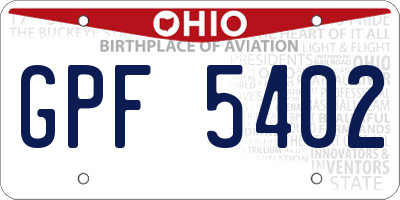 OH license plate GPF5402