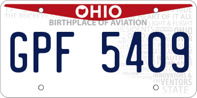 OH license plate GPF5409