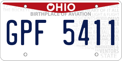 OH license plate GPF5411