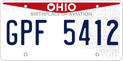 OH license plate GPF5412