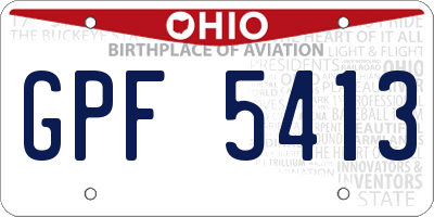 OH license plate GPF5413