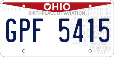 OH license plate GPF5415