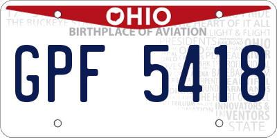 OH license plate GPF5418