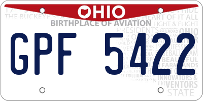 OH license plate GPF5422