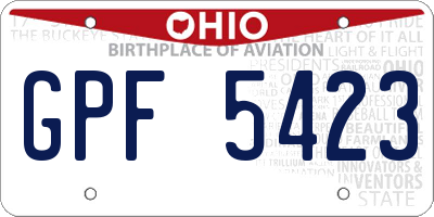 OH license plate GPF5423