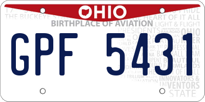 OH license plate GPF5431
