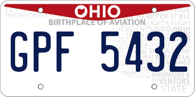 OH license plate GPF5432