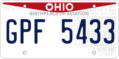 OH license plate GPF5433