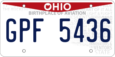 OH license plate GPF5436