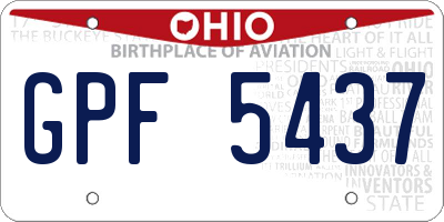 OH license plate GPF5437
