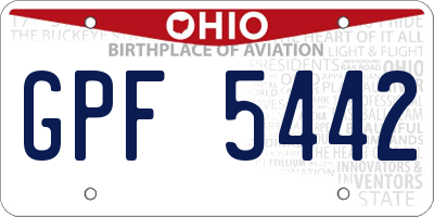 OH license plate GPF5442