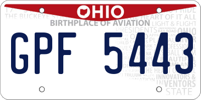 OH license plate GPF5443