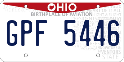 OH license plate GPF5446