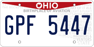 OH license plate GPF5447