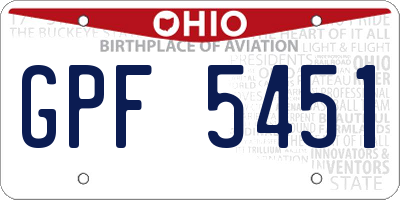 OH license plate GPF5451