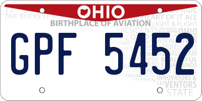 OH license plate GPF5452