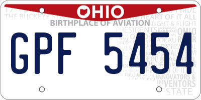 OH license plate GPF5454