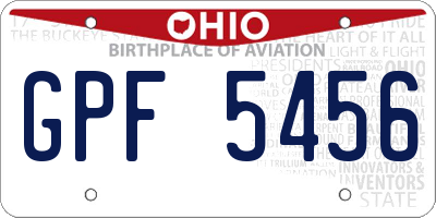 OH license plate GPF5456