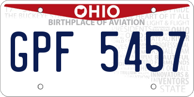 OH license plate GPF5457