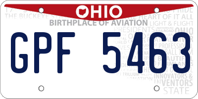 OH license plate GPF5463